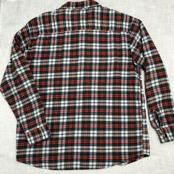 Vtg Polo Jeans Co Ralph Lauren Flannel Shirt Men L Grey Red Plaid Button Up Work - Picture 8 of 13